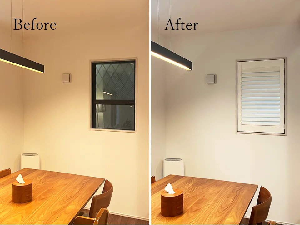 採光と目隠しを両立するウッドシャッターの写真4