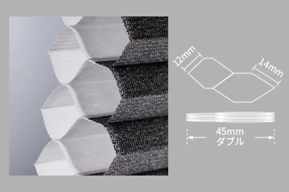 45mmダブルセルの断面図とサイズを説明した図